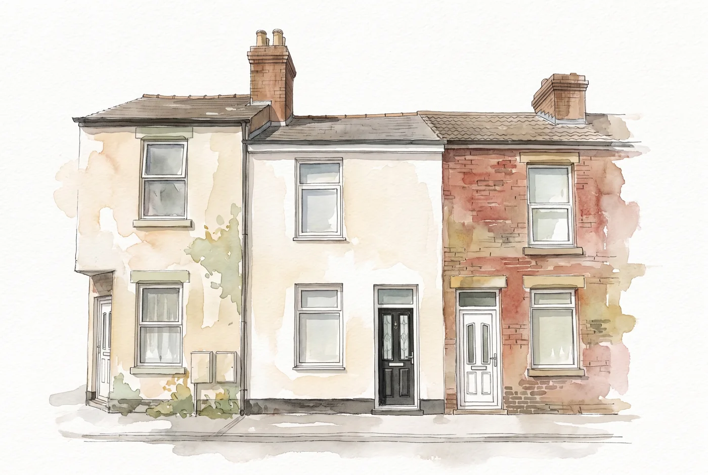 Watercolour illustration of Brampton Terrace, Chesterfield